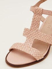 Phase Eight Brown Plaited T Bar Heeled Sandal Shoes - Image 4 of 7