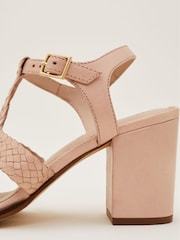Phase Eight Brown Plaited T Bar Heeled Sandal Shoes - Image 5 of 7