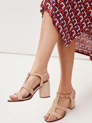 Phase Eight Brown Plaited T Bar Heeled Sandal Shoes - Image 6 of 7