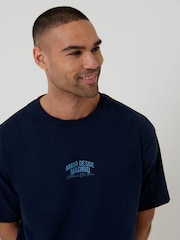 Threadbare Blue Boxy Fit Madrid Print Cotton T-Shirt - Image 4 of 4