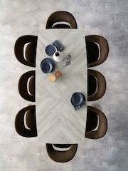 Grey Chevron Oak Effect 6 to 8 Seater Extending Dining Table - Image 1 of 8