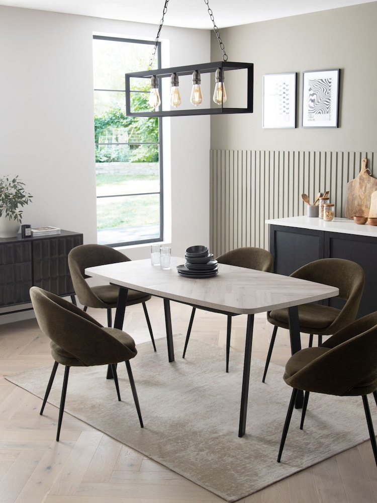 Grey Chevron Oak Effect 6 to 8 Seater Extending Dining Table - Image 2 of 8