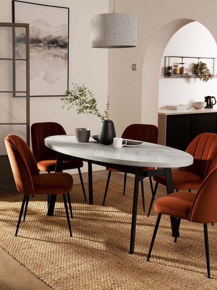 Grey Bronx Chevron Oak Effect 6 Seater Dining Table - Image 1 of 5