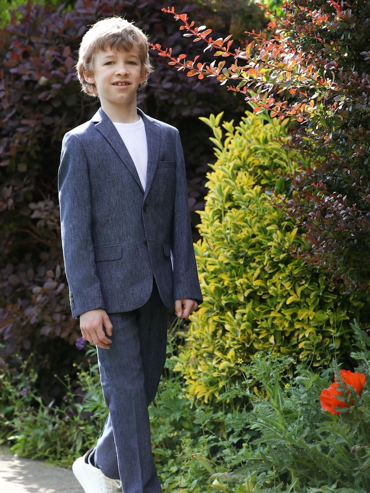 Blue Linen Blend Suit Jacket (12mths-16yrs) - Image 1 of 6 Blue Linen Blend Suit Jacket (12mths-16yrs) - Image 1 of 6