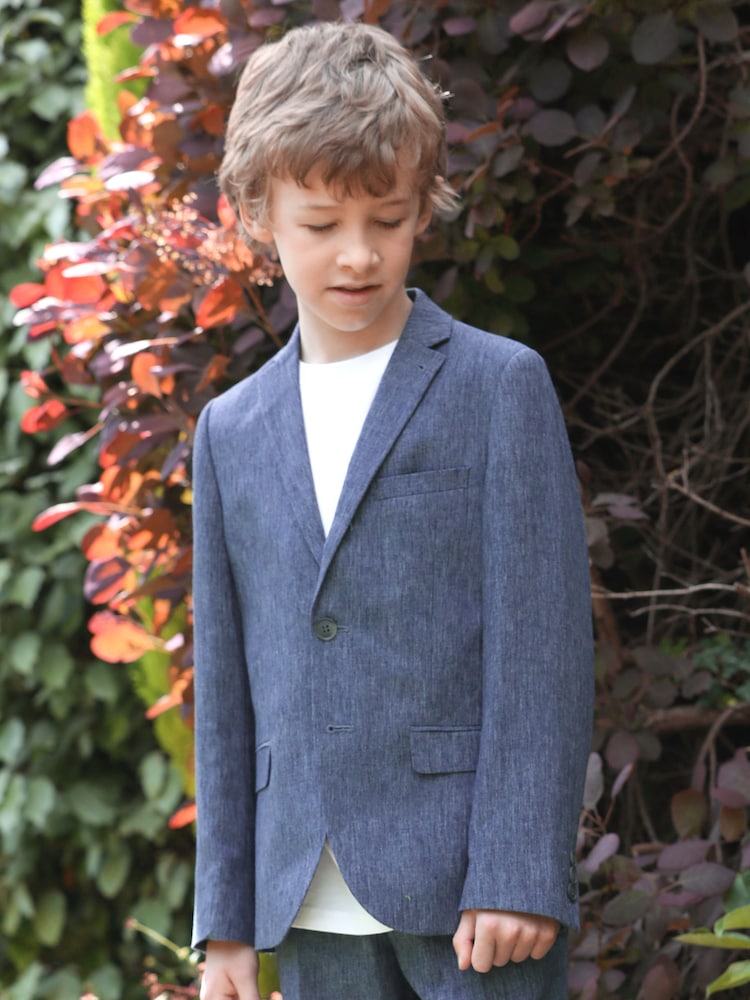 Blue Linen Blend Suit Jacket (12mths-16yrs) - Image 1 of 4
