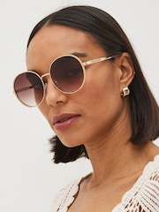 Nerz/Ecru - Runde Metall-Sonnenbrille - Bild 1 von 7