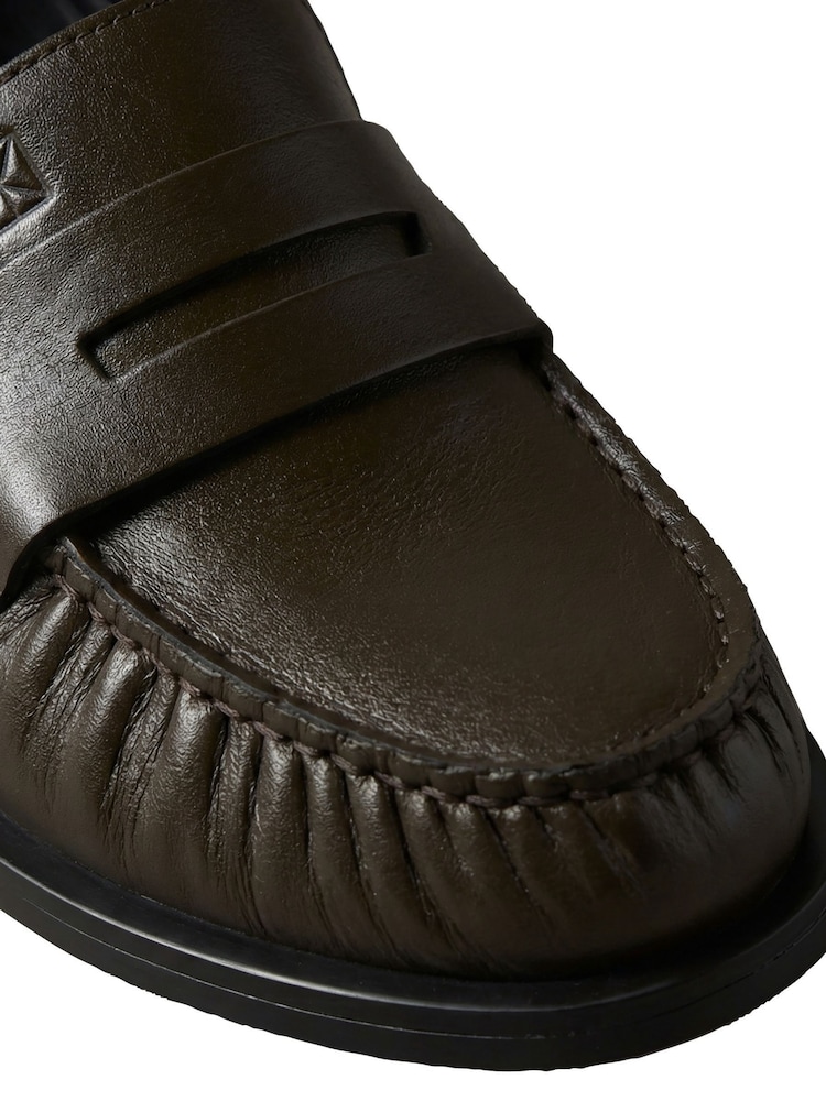 Calvin Klein Brown Thea - Leather Pleated Penny Loafers - Image 6 of 6