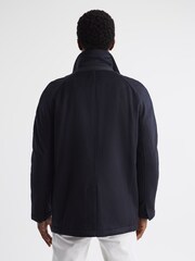 Reiss Navy Mandarin Zip Through Cashmere Coat - Image 5 of 6