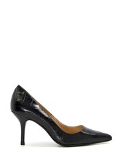 Dune London Black Bold Mid Heel Point Court Shoes - Image 1 of 5