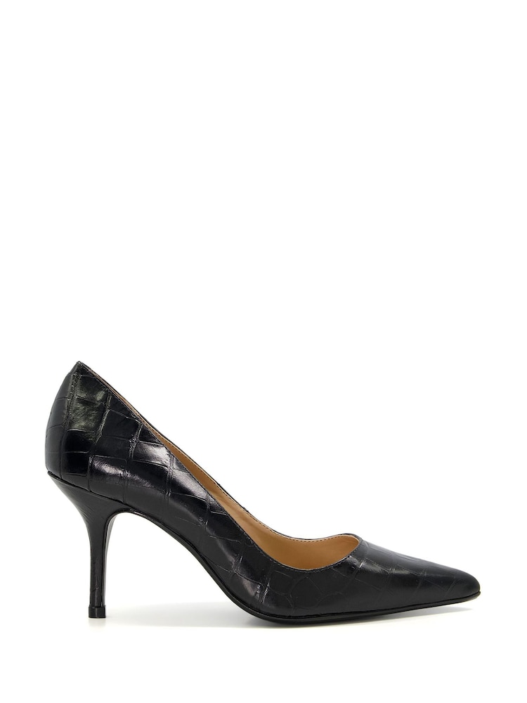 Dune London Black Bold Mid Heel Point Court Shoes - Image 1 of 5