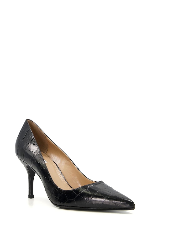 Dune London Black Bold Mid Heel Point Court Shoes - Image 2 of 5