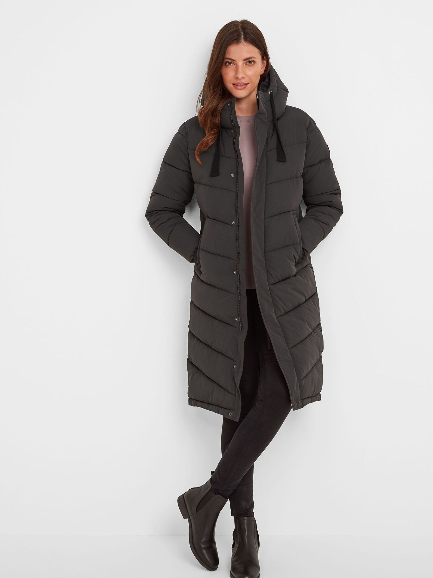 Tog 24 Black Raleigh Thermal Padded Hooded Long Coat