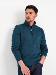 Tog 24 Blue Pearson Knit Look Zip Neck Fleece - Image 3 of 5