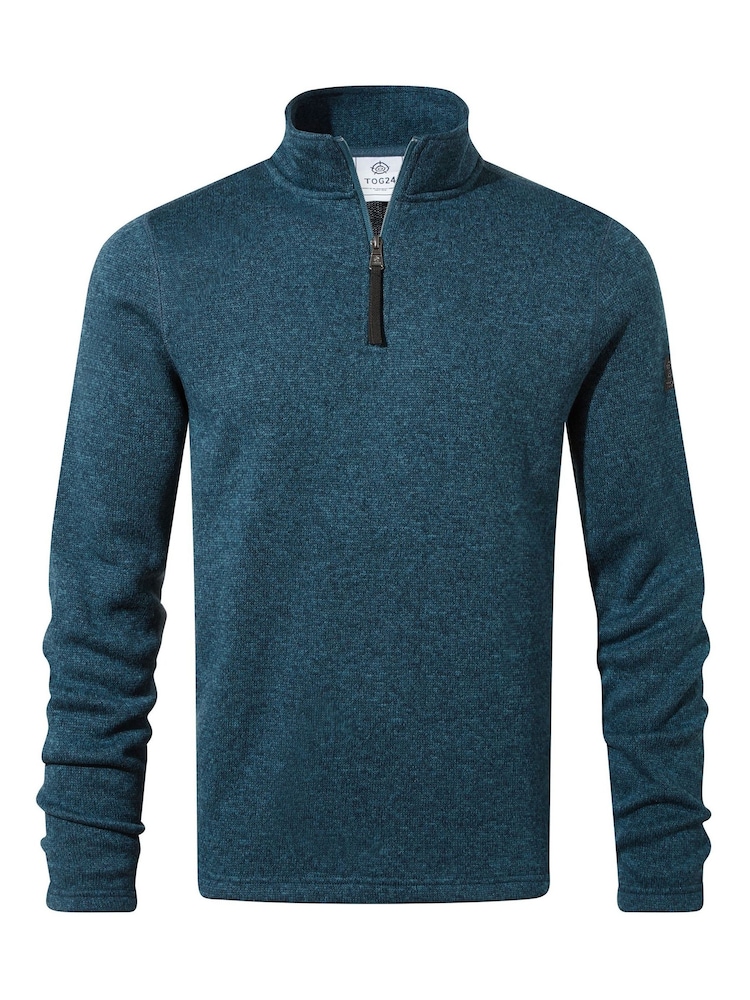 Tog 24 Blue Pearson Knit Look Zip Neck Fleece - Image 5 of 5