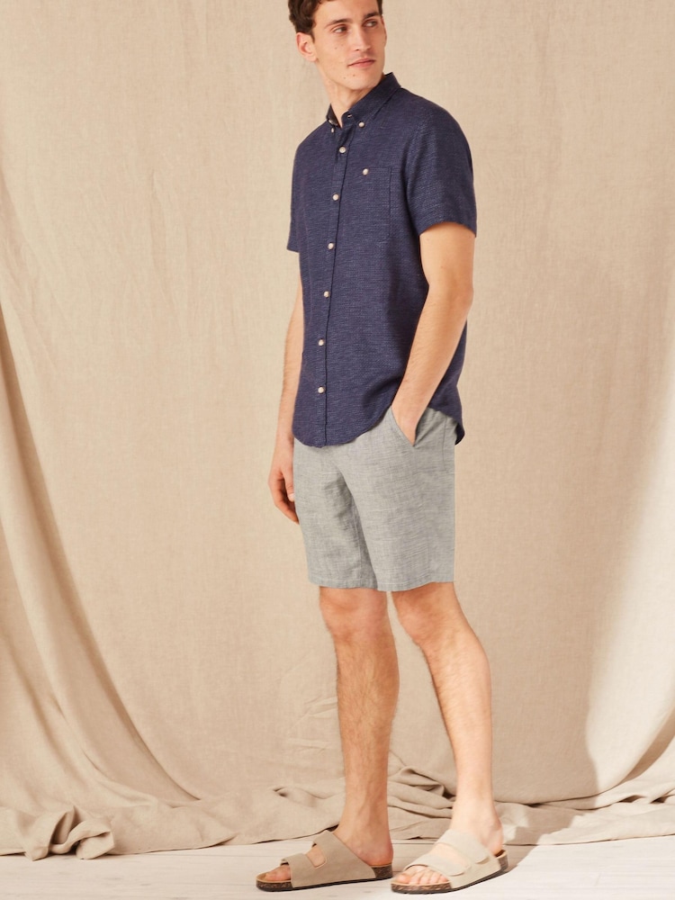 Grey Puppytooth Linen Shorts - Image 2 of 3 Grey Puppytooth Linen Shorts - Image 2 of 3