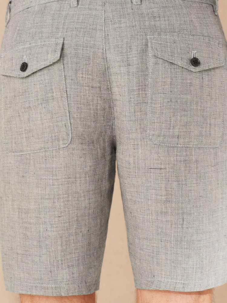 Grey Puppytooth Linen Shorts - Image 3 of 3