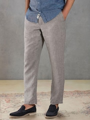 Grey Signature Leomaster Italian Delave Linen Drawstring Trousers - Image 1 of 8