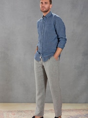 Grey Signature Leomaster Italian Delave Linen Drawstring Trousers - Image 2 of 8