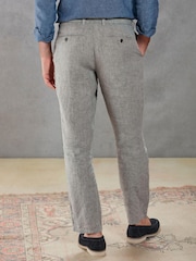 Grey Signature Leomaster Italian Delave Linen Drawstring Trousers - Image 3 of 8