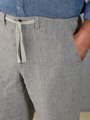 Grey Signature Leomaster Italian Delave Linen Drawstring Trousers - Image 4 of 8