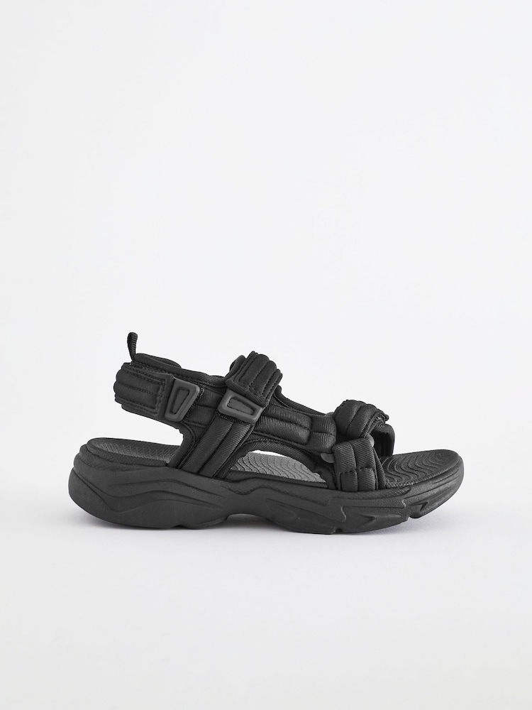 Black Sporty Trekker Sandals - Image 2 of 6