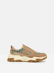 Joules Trek Natural Check Trainers - Image 1 of 5