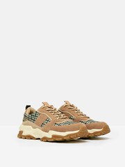 Joules Trek Natural Check Trainers - Image 2 of 5