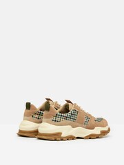 Joules Trek Natural Check Trainers - Image 3 of 5