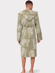 Chelsea Peers Green Towelling Leopard Print Hooded Dressing Gown - Image 2 of 5