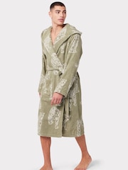 Chelsea Peers Green Towelling Leopard Print Hooded Dressing Gown - Image 3 of 5
