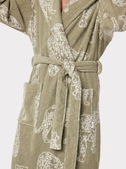 Chelsea Peers Green Towelling Leopard Print Hooded Dressing Gown - Image 5 of 5