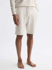 Reiss Oatmeal Melange Tyne Drawstring Fleece Lined Shorts - Image 1 of 6