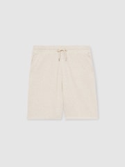 Reiss Oatmeal Melange Tyne Drawstring Fleece Lined Shorts - Image 2 of 6