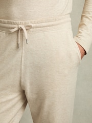 Reiss Oatmeal Melange Jose Drawstring Fleece Lined Joggers - Image 4 of 5