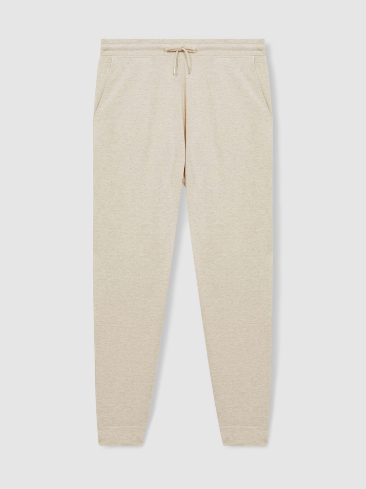 Reiss Oatmeal Melange Jose Drawstring Fleece Lined Joggers - Image 5 of 5