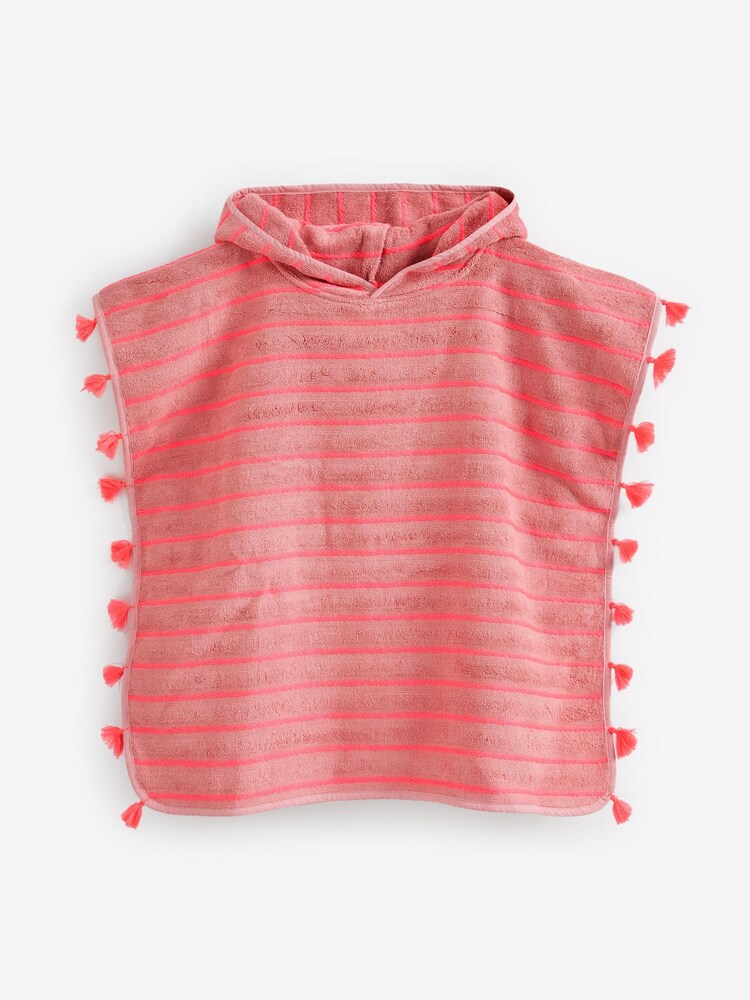 Fluro Stripe Pink Towelling Poncho - Image 1 of 2