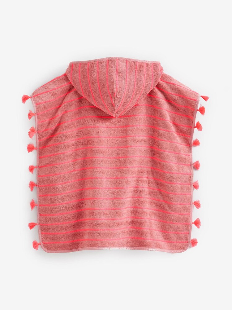 Fluro Stripe Pink Towelling Poncho - Image 2 of 2