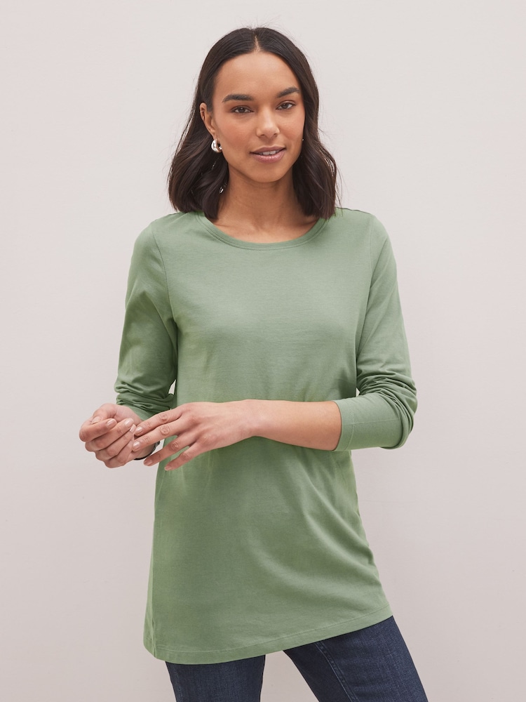 Khaki Green 100% Cotton Tall Long Sleeve Top - Image 1 of 4