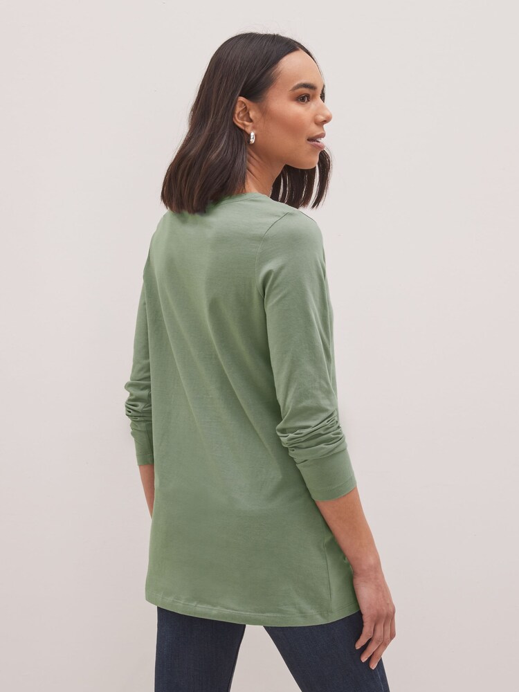 Khaki Green 100% Cotton Tall Long Sleeve Top - Image 2 of 4