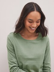 Khaki Green 100% Cotton Tall Long Sleeve Top - Image 3 of 4