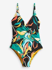 Black Tropical - Слитный купальник с моделичным запахом и сборками - Изображение 5 из 5