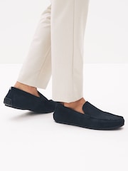Navy Blue Suede Driver Shoes - Image 1 of 5