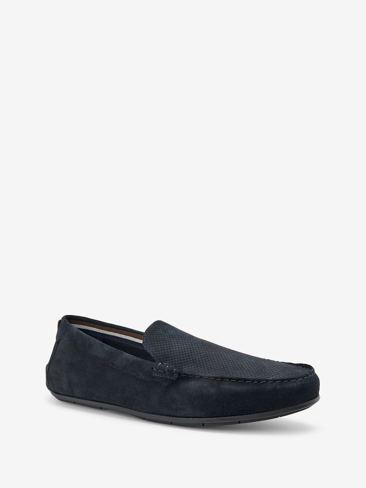 Navy Blue Suede Driver Shoes - Image 3 of 5