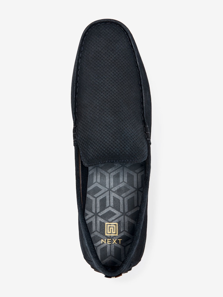 Navy Blue Suede Driver Shoes - Image 4 of 5