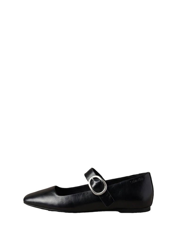 Calvin Klein Black Leather Mary Jane Ballerinas - Image 2 of 6 Calvin Klein Black Leather Mary Jane Ballerinas - Image 2 of 6