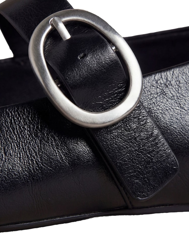 Calvin Klein Black Leather Mary Jane Ballerinas - Image 6 of 6 Calvin Klein Black Leather Mary Jane Ballerinas - Image 6 of 6