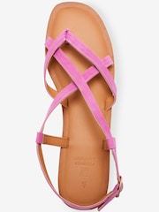 Pink Forever Comfort® Leather Toe Post Flat Sandals - Image 5 of 6