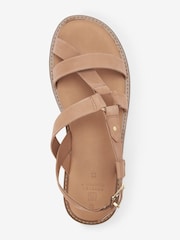 Tan Brown Forever Comfort® Leather Asymmetrical Flat Sandals - Image 4 of 5