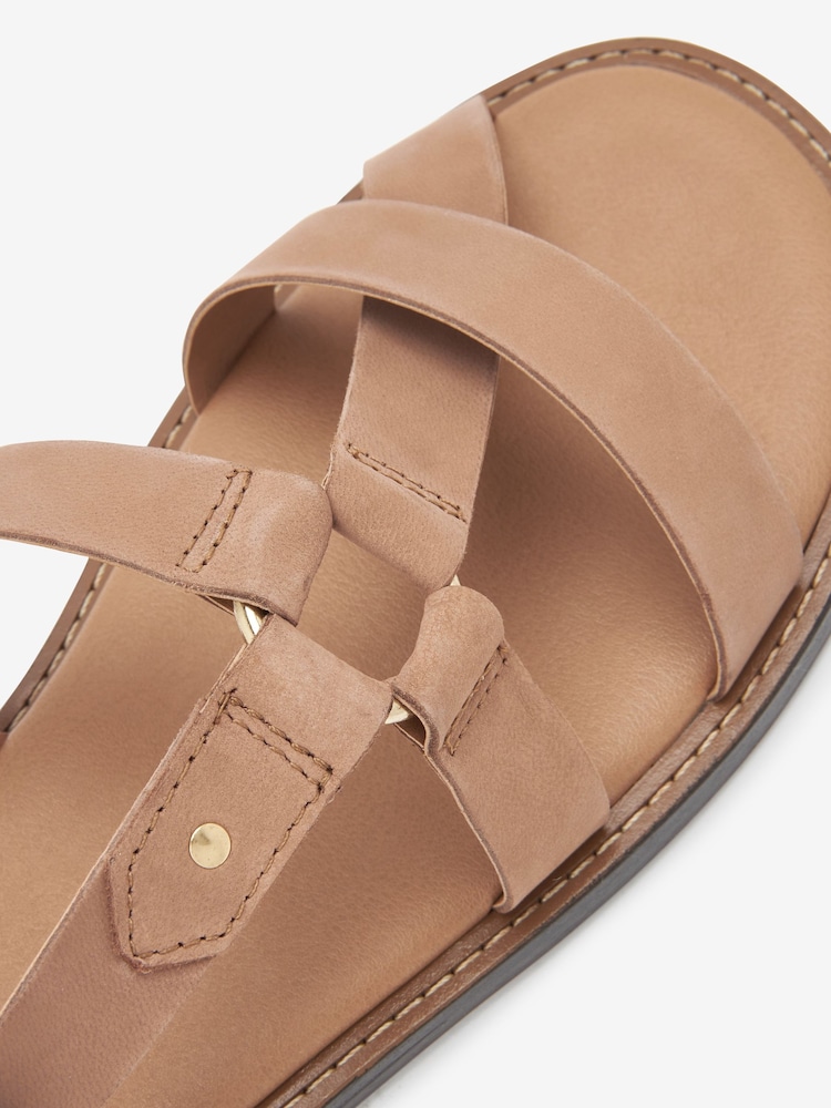 Tan Brown Forever Comfort® Leather Asymmetrical Flat Sandals - Image 5 of 5