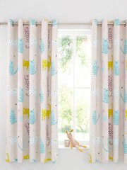 Catherine Lansfield Pink Cute Cats Reversible Eyelet Curtains - Image 2 of 4